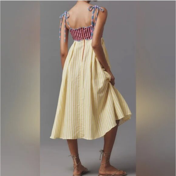 CeliaB Midi Linen Cotton Midi Dress size L - Picture 2 of 8